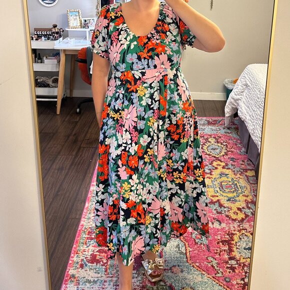 Old Navy Floral Puff Sleeve Midi Dress - Picture 4 of 5